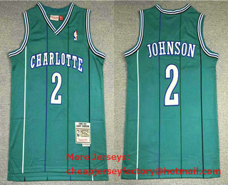 Men's Charlotte Hornets #2 Larry Johnson 1992-93 Blue Hardwood Classics Soul Swingman Throwback Jersey