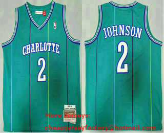 Men's Charlotte Hornets #2 Larry Johnson 1992-93 Green Hardwood Classics Soul Swingman Throwback Jersey