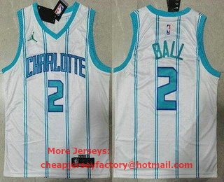 Men's Charlotte Hornets #2 Lonzo Ball White 2021 Brand Jordan Swingman Jersey
