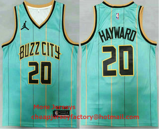 Men's Charlotte Hornets #20 Gordon Hayward Green 2021 Brand Jordan City Edition Swingman Jersey
