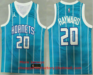 Men's Charlotte Hornets #20 Gordon Hayward Light Blue 2021 Brand Jordan Swingman Jersey