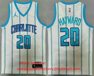 Men's Charlotte Hornets #20 Gordon Hayward White 2021 Brand Jordan Swingman Jersey