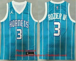 Men's Charlotte Hornets #3 Terry Rozier III Light Blue 2021 Brand Jordan Swingman Jersey