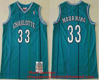 Men's Charlotte Hornets #33 Alonzo Mourning 1992-93 Green Hardwood Classics Soul Swingman Throwback Jersey