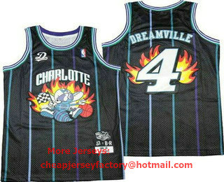 Men's Charlotte Hornets #4 dreamville Black Basketball Jersey
