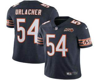 Men's Chicago Bear #54 Brian Urlacher Navy Blue 100th Anniversary seasons Patch Vapor Untouchable Stitched NFL Nike Limited Jersey