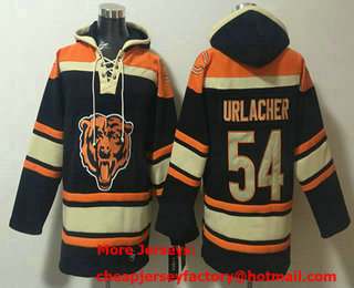 Men's Chicago Bears ##54 Brian Urlacher Navy Blue Ageless Must Have Lace Up Pullover Hoodie 01