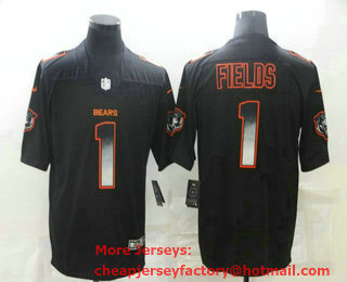 Men's Chicago Bears #1 Justin Fields Black 2021 Vapor Smoke Fashion Stitched NFL Nike Limited Jersey