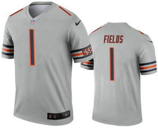 Men's Chicago Bears #1 Justin Fields Limited Gray Inverted Vapor Jersey