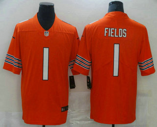 Men's Chicago Bears #1 Justin Fields Orange 2021 Vapor Untouchable Stitched NFL Nike Limited Jersey