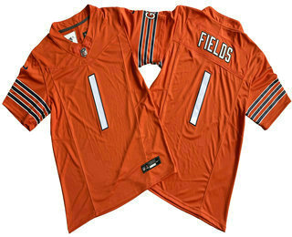 Men's Chicago Bears #1 Justin Fields Orange 2023 FUSE Vapor Limited Stitched Jersey