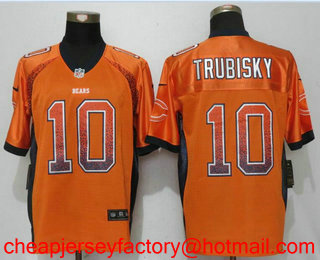 Men's Chicago Bears #10 Mitchell Trubisky Orange Drift Stitched NFL Nike Fashion Jersey