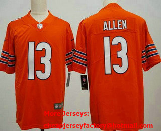 Men's Chicago Bears #13 Keenan Allen Limited Orange Vapor Jersey