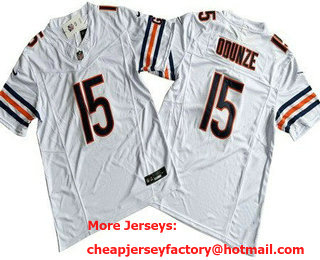 Men's Chicago Bears #15 Rome Odunze Limited White FUSE Vapor Jersey