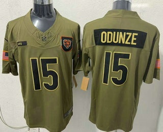 Men's Chicago Bears #15 Rome Odunze Olive 2025 FUSE Salute to Service Limited Jersey