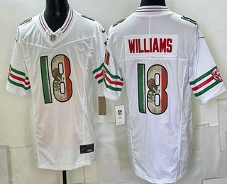 Men's Chicago Bears #18 Caleb Williams White Mexico FUSE Throwback Stitched Jersey