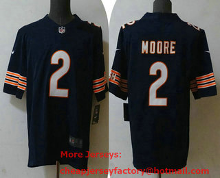 Men's Chicago Bears #2 DJ Moore Navy Blue 2023 Vapor Untouchable Stitched Nike Limited Jersey