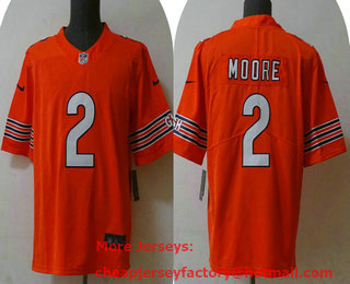 Men's Chicago Bears #2 DJ Moore Orange 2023 Vapor Untouchable Stitched Nike Limited Jersey