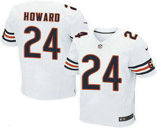 Men's Chicago Bears #24 Jordan Howard White Road Stitched NFL Nike Elite Jersey