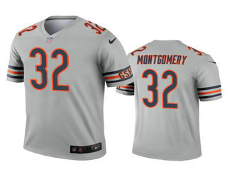 Men's Chicago Bears #32 David Montgomery Silver Inverted Legend Jersey