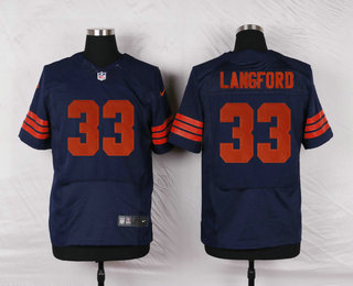 Men's Chicago Bears #33 Jeremy Langford Blue With Orange Alternate Stitched NFL Nike Elite Jersey