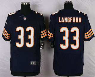 Men's Chicago Bears #33 Jeremy Langford Navy Blue Team Color NFL Nike Elite Jersey