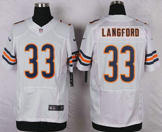 Men's Chicago Bears #33 Jeremy Langford White Road NFL Nike Elite Jersey