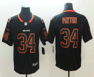 Men's Chicago Bears #34 Walter Payton 2018 Black Lights Out Color Rush Stitched NFL Nike Limited Jersey