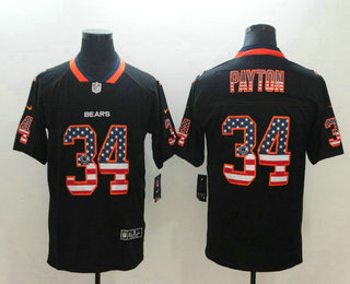Men's Chicago Bears #34 Walter Payton 2018 USA Flag Fashion Black Color Rush Stitched Nike Limited Jersey