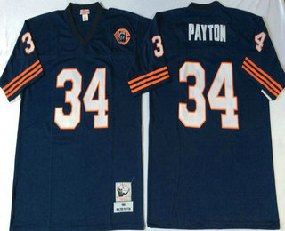 Men's Chicago Bears #34 Walter Payton Blue Throwback Stitched NFL Jerseys