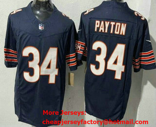 Men's Chicago Bears #34 Walter Payton Limited Navy FUSE Vapor Jersey