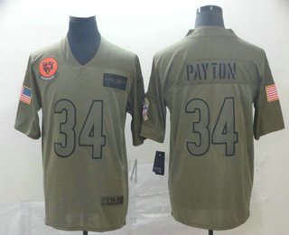 Men's Chicago Bears #34 Walter Payton NEW Olive 2019 Salute To Service Stitched NFL Nike Limited Jersey