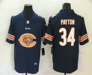 Men's Chicago Bears #34 Walter Payton Navy Blue 2020 Big Logo Vapor Untouchable Stitched NFL Nike Fashion Limited Jersey