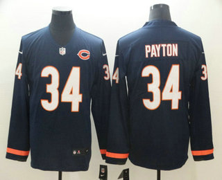 Men's Chicago Bears #34 Walter Payton Nike Navy Therma Long Sleeve Limited Jersey