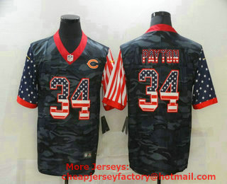 Men's Chicago Bears #34 Walter Payton USA Camo 2020 Salute To Service Stitched NFL Nike Limited Jersey