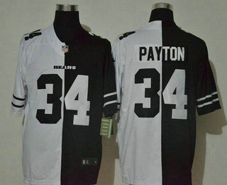 Men's Chicago Bears #34 Walter Payton White Black Peaceful Coexisting 2020 Vapor Untouchable Stitched NFL Nike Limited Jersey
