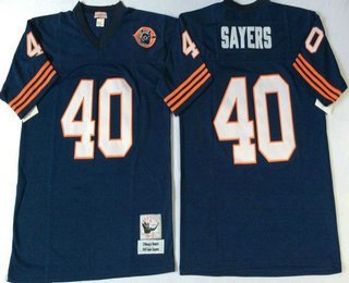 Men's Chicago Bears #40 Gale Sayers Blue With Bear Patch Throwback Jersey by Mitchell & Ness