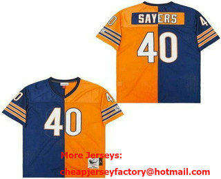 Men's Chicago Bears #40 Gale Sayers Navy Orange Split Throwback Jersey