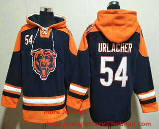 Men's Chicago Bears #54 Brian Urlacher Navy Blue Ageless Must Have Lace Up Pullover Hoodie