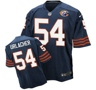 Men's Chicago Bears #54 Brian Urlacher Navy Blue Throwback Alternate Nike Elite Jersey