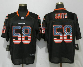 Men's Chicago Bears #58 Roquan Smith Black USA Flag Fashion Stitched NFL Nike Elite Jersey