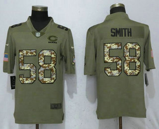Men's Chicago Bears #58 Roquan Smith Olive With Camo 2017 Salute To Service Stitched NFL Nike Limited Jersey