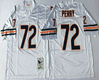 Men's Chicago Bears #72 William Perry White Throwback Jersey by Mitchell & Ness