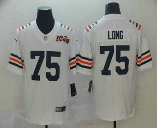 Men's Chicago Bears #75 Kyle Long White 2019 100th seasons Patch Vapor Untouchable Stitched NFL Nike Alternate Classic Limited Jersey