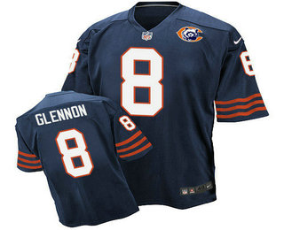 Men's Chicago Bears #8 Mike Glennon Navy Blue Throwback Stitched NFL Nike Elite Jersey