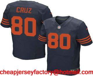 Men's Chicago Bears #80 Victor Cruz Blue with Orange Alternate Stitched NFL Nike Elite Jersey