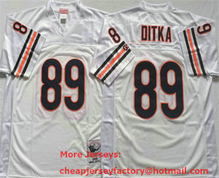 Men's Chicago Bears #89 Mike Ditka White Throwback Stitched Jersey