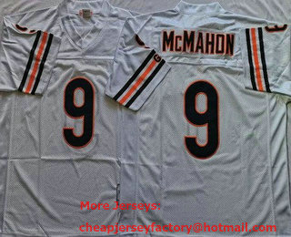 Men's Chicago Bears #9 Jim McMahon White Throwback Jersey