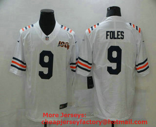 Men's Chicago Bears #9 Nick Foles White 2019 100th seasons Patch Vapor Untouchable Stitched NFL Nike Alternate Classic Limited Jersey