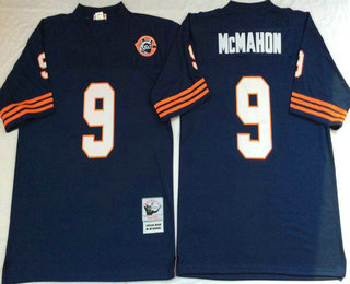 Men's Chicago Bears #9 Robbie Gould Blue With Bear Patch Throwback Jersey by Mitchell & Ness